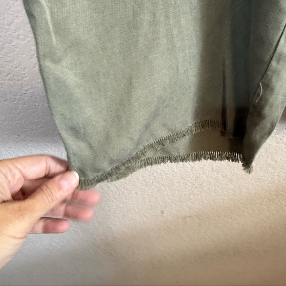 DL1961 Lorimer High Waist Crop Straight Leg Pants Sea Spray Green Linen Blend MD - Picture 4 of 13